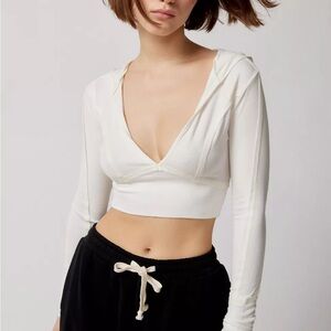 Urban Outfitters Out From Under Sweet Dreams Hooded Crop Top in BLACK